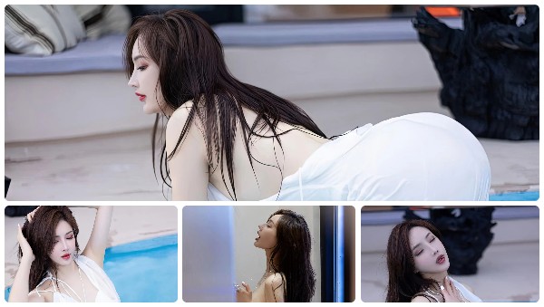 Quý cô cực xinh bên hồ bơi